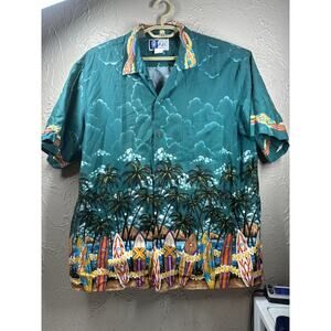 Vintage RJC Ltd Hawaiian Shirt Surfboards Plumeria & Palms Men’s Size XL